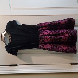 Girls Sz 7-8 Black/Burgundy SS B. Darlin Party Dress